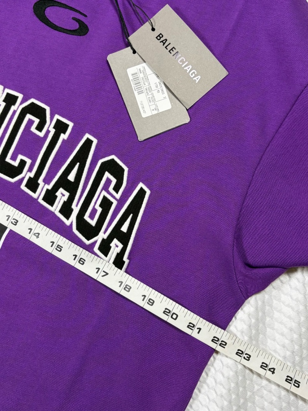 BALENCIAGA UNISEX MEDIUM OVERSIZED PURPLE 01 LOGO JERSEY T-SHIRT/TAGS EXCELLENT - Picture 7 of 8